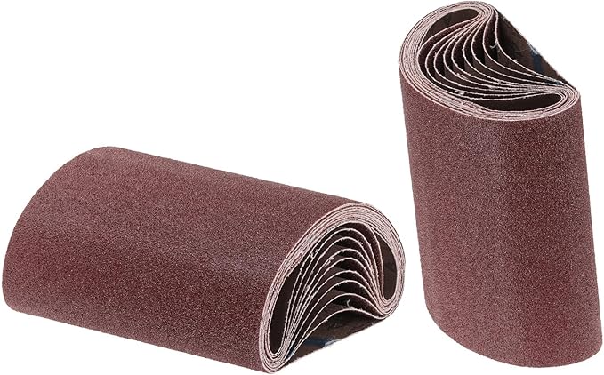 uxcell 10pcs 8" x 19" Sanding Belts 40 Grits Aluminum Oxide Abrasive Belt Sander Paper Sanding Papers for Metal Wood Grinding Polishing, Reddish Brown