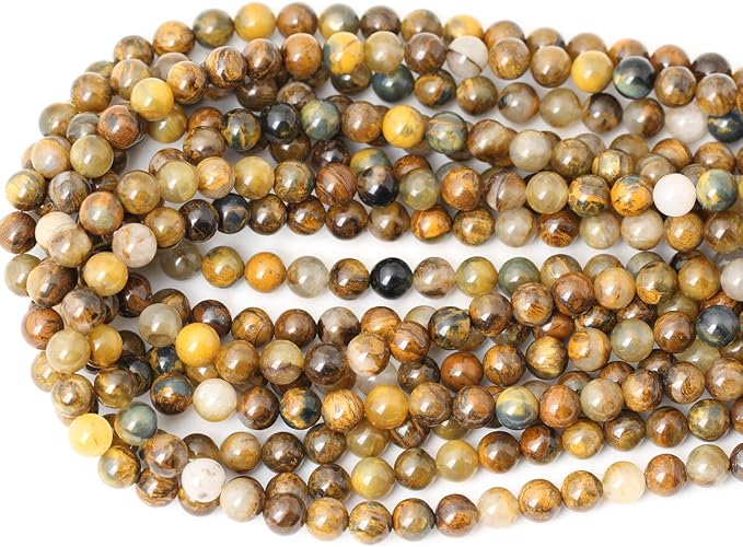 45PCS 8mm Natural Golden Pietersite Gemstone Round Loose Beads Stone Beads - Image 3