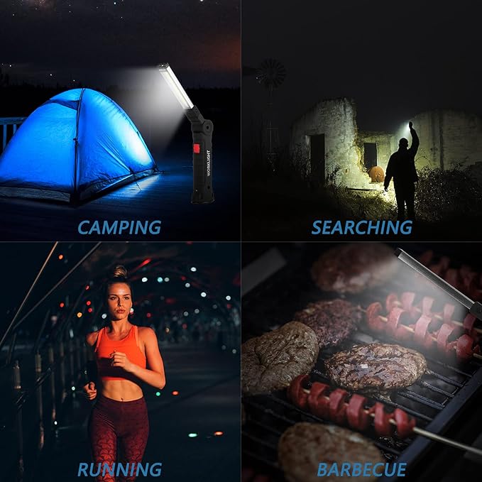 4 Pack LED Rechargeable Flashlights Work Lights,Vagocom Mechanic Tools Cordless Worklight with Magnetic Base 360°Rotate 5 Modes,Portable Emergency Light for Handmade,Automotive,Camping and Mens Gifts