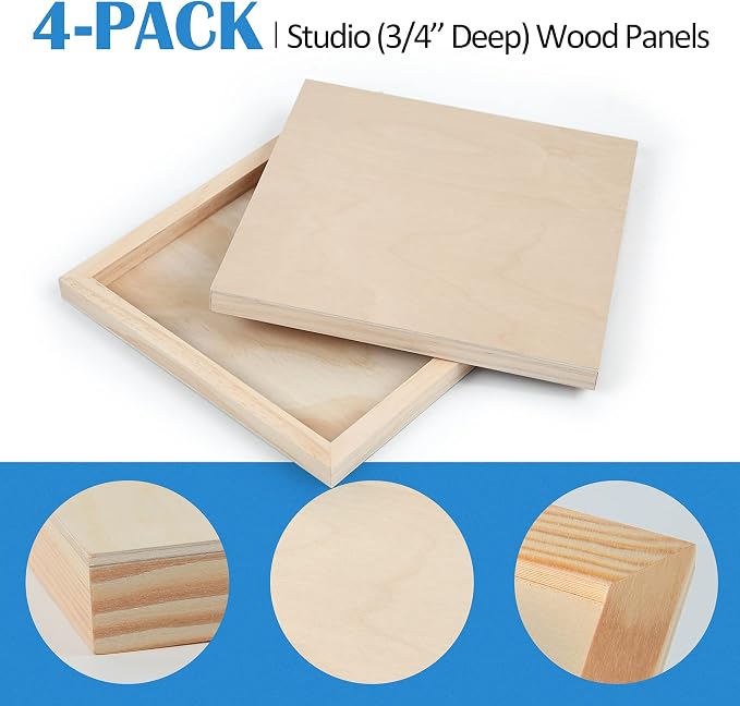 Falling in Art 4 Pack 10x10’’ Unfinished Birch Wood Panels Kit - Image 4