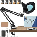 15X Magnifying Glass with Light, Real Glass Lens, 84 LEDs, 5 Color Modes, 10 Brightness Dimmable, Adjustable Swing Arm with Clamp, Hands-Free Magnifier for Reading, Crafts, Repair, Sewing, Close Work