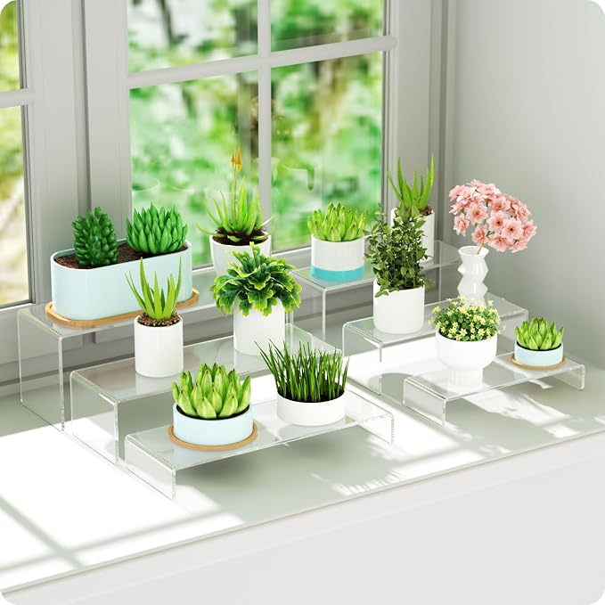 NIUBEE Acrylic Display Riser, 2 Set Clear Rectangular Stands - Image 5