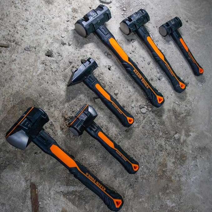 Klein Tools H80694 Sledgehammer, 4-Pound Engineering Hammer with Fiberglass Handle, Shock-Resistant Design for Striking and Demolition, Includes Lanyard Hole