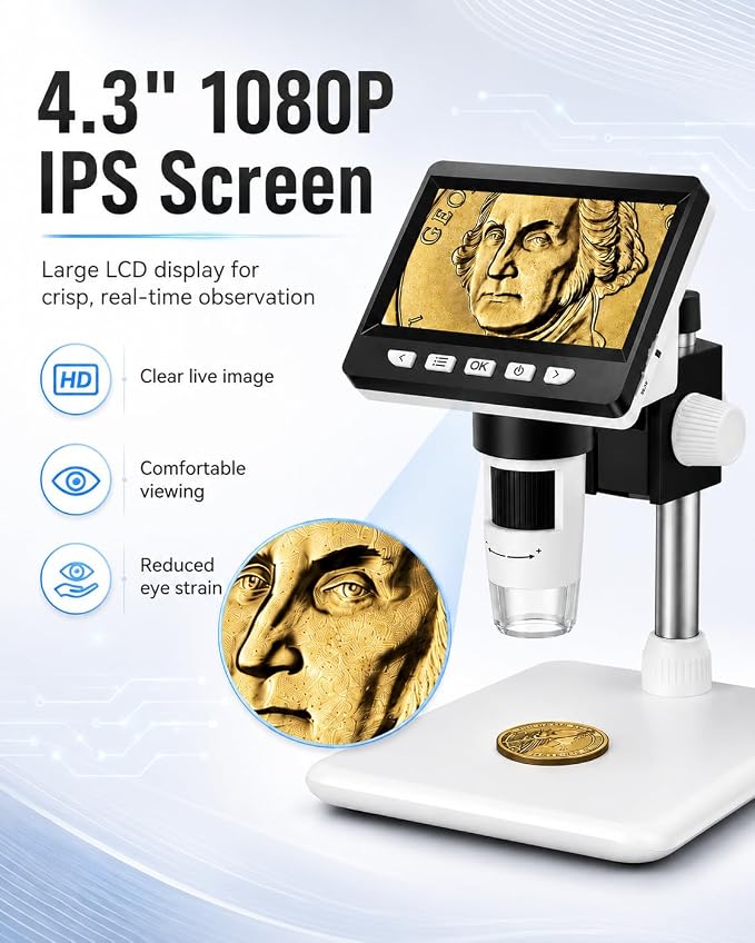 Digital Coin Microscope 1000X, 4.3" LCD Coin Magnifier - Image 2