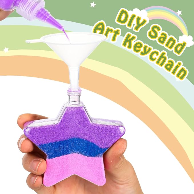VioraWhite 12 Pack Sand Art Crafts Kit Sand Art Bottle Keychains Include 12 - Image 3