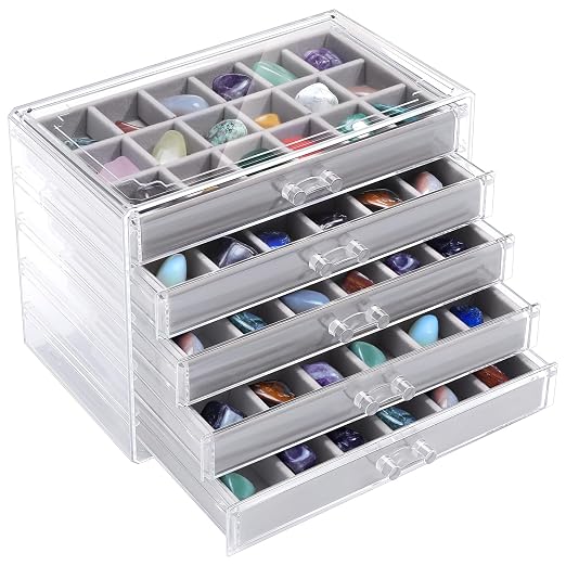 Misdary 90 Grid Rock Collection Box Clear Acrylic Display Case by Misdary
