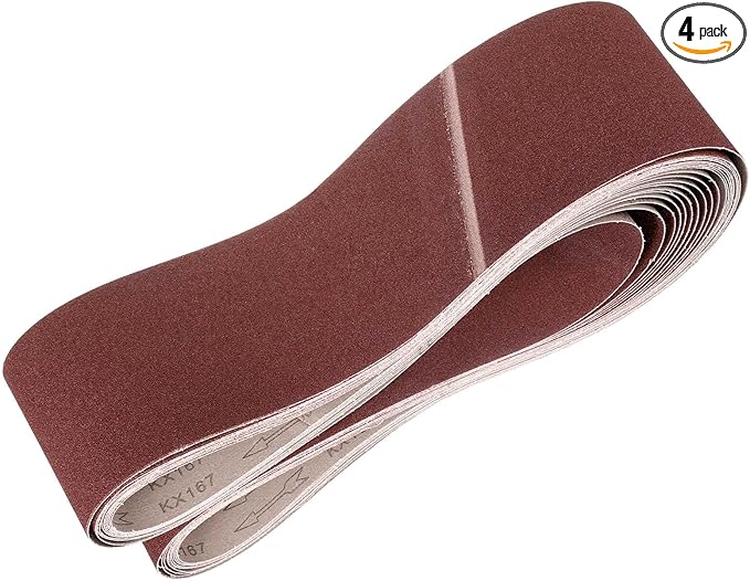 HARFINGTON 6 x 89 Inch Sanding Belts, 4 Pcs 100 Grits Aluminum Oxide Abrasive Belt Sander File Belt for Woodworking, Metal Polishing, Knife Sharpener