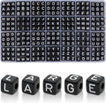 252 Pcs Large Black Letter Beads - 10mm Big Square Letter Beads by DoDoBeads