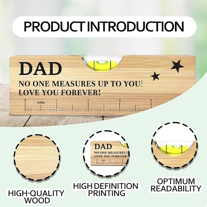 Christmas Gifts for Dad from Daughter Son Wooden Spirit Level, Fathers Day Birthday Gifts for Dad Grandpa Papa New Dad Daddy from Daughter Son Wooden Spirit Level Bottle Opener