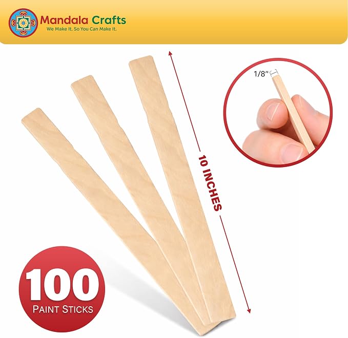 Mandala Crafts 10 Inch Wooden Sticks Paint Stirrers - Image 2