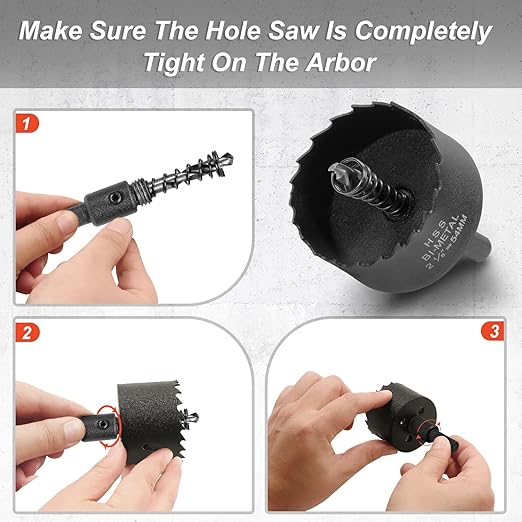 2-1/8 Inch Hole Saw with 9.1mm Triangle Shank Arbor, JTemgle Bi-Metal Hole Saw Heavy Duty Hole Cutting Tool for Cornhole Boards, Recessed Lights, Wood, Plastic, Drywall & Soft Metal
