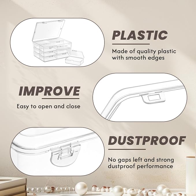 zoeynex Medium Plastic Organizer Boxes, 12 Clear Containers - Image 7