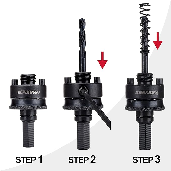 General Quick Change Hole Saw Mandrel, 7/16-Inch and 3/8 Inch Hole Saw Arbor with 3Pcs Central Drill/2PCS Hex wrench/2Pcs Spring