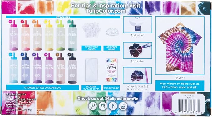 Tulip One-Step Tie-Dye Kit 12 Rainbow, Big 4oz Bottles Color Craze - Image 2