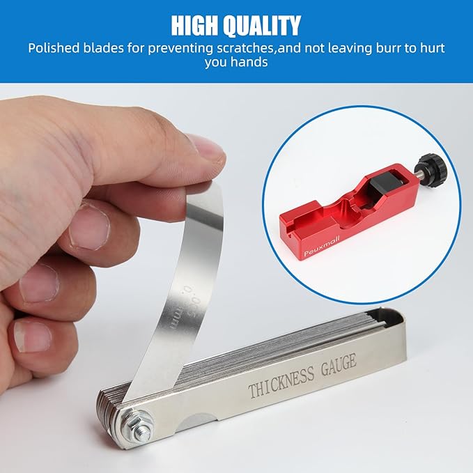 Spark Plug Gap Tool, Spark Plug Gapping Tool with 32 Blade Steel Feeler Gauge, Universal Spark Plug Gap Tool for Most 10mm 12mm 14mm 16mm Spark Plugs (Red)