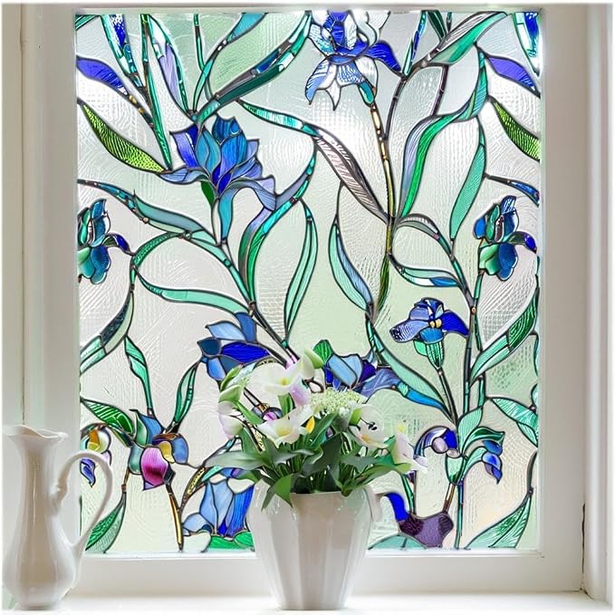 Stained Glass Window Privacy Film, 3D Decorative Window Cling, UV & Heat by Coavas
