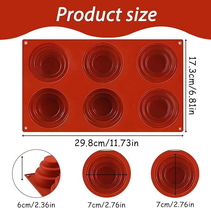 Silicone Mini Tiered Cake Mold 6 Cavity, 29.8 x 17.3 cm | 3-Tier Design - Image 2
