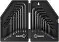 30 PCS Hex Head Key Allen Wrench Tool Set Organizer Kit Alloy Steel L Shape Black Metric (0.7-10 mm) SAE (0.028"-3/8") Standard In Storage Case Long Short Arm