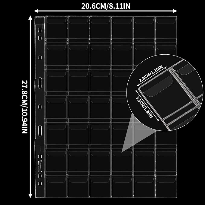 Coin Collecting Pages 5 Sheets 42 Pockets Standard 9Hole Coin Pocket Inserts - Image 2