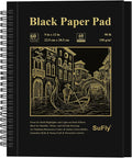 SuFly Black Paper Notebook, 60 Sheets Spiral Bound Sketch Book 9x12, by SuFlyDirect