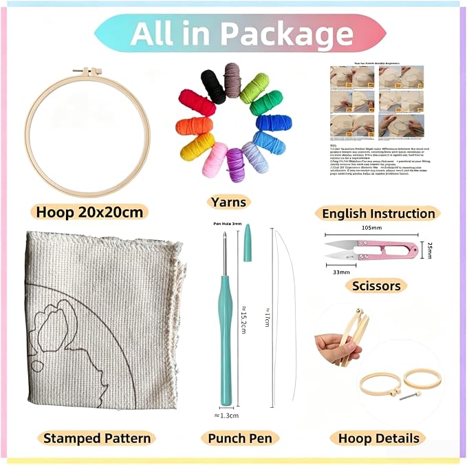 DIY Punch Needle Kits Cartoon Black Horse and Tree - Image 2