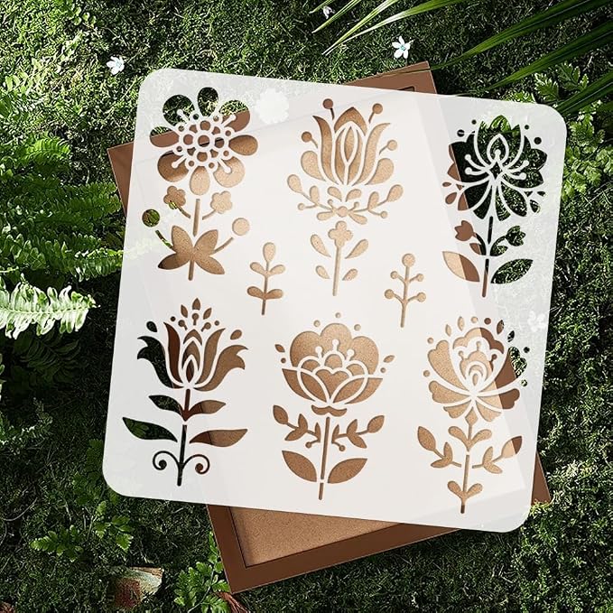2Pcs Flower Polish Folk Art Stencils - Image 4