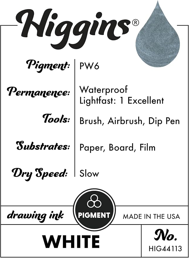 Higgins White Pigmented Drawing Ink - Image 3