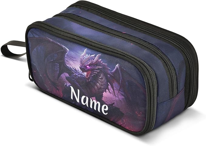 Custom Dragon Purple Pencil Case Box Boys Girls Personalized Name Large Pencil by BOENLE-WELCOMEYOURCOMING