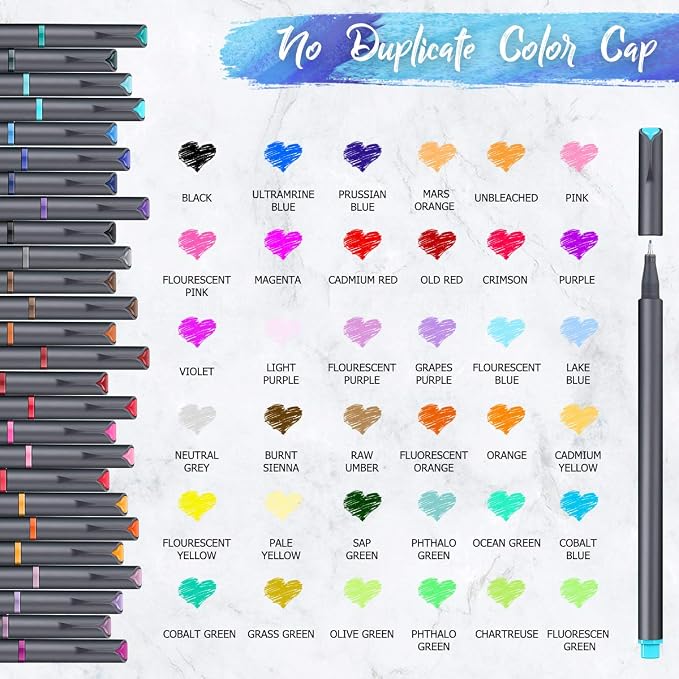 iBayam Colored Fineliner Pens 36 Pack, 0.38mm Fine Point, Bullet Journaling | - Image 2