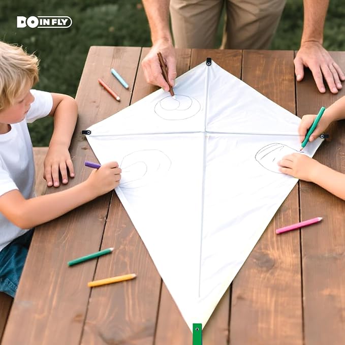 Ultimate Creative Kite Set: 10 Blank White Diamond Kites - Image 5