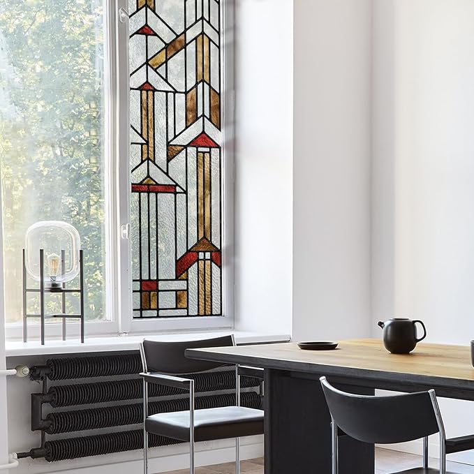 Faux Stained Glass Effect Window Privacy Film, Original Hand Drawn Static Cling by Flortlias