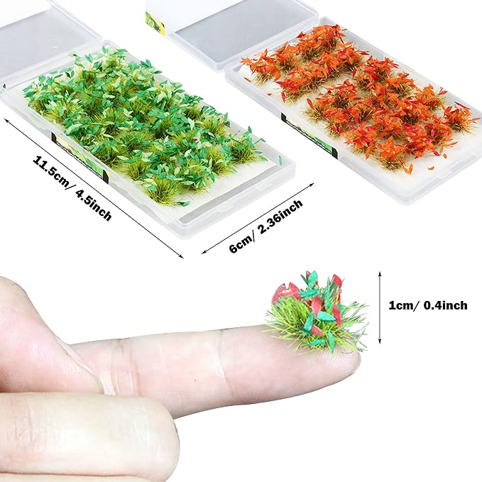 Woohome 48 PCS Static Grass Tuft 2 Color Model Grass Tufts Railway Artificial - Image 5