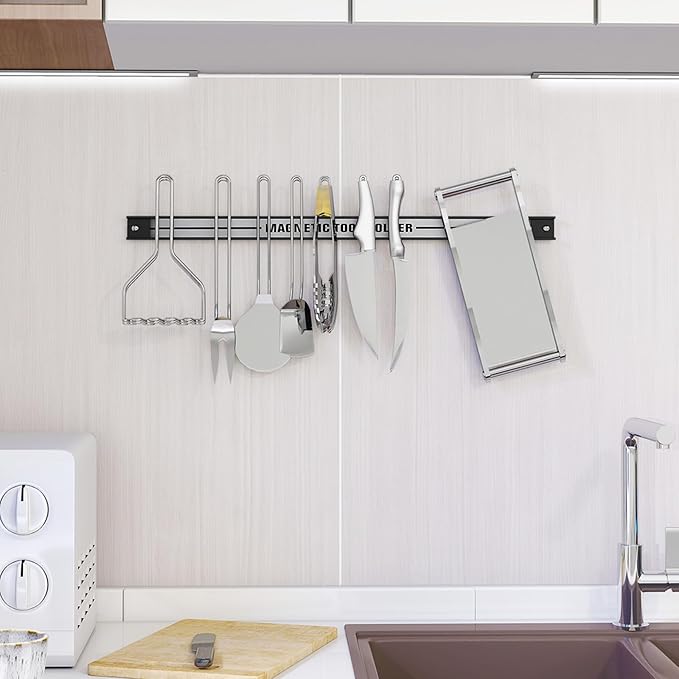 Goplus 6PCS 18" Magnetic Tool Holder, Magnetic Tool Holder Strip, Heavy Duty Magnetic Tool Bar,Space Saving Metal Tool Organizer Rack,Tool Magnet Bar for Workshop Garage, 176LBS Capacity Total