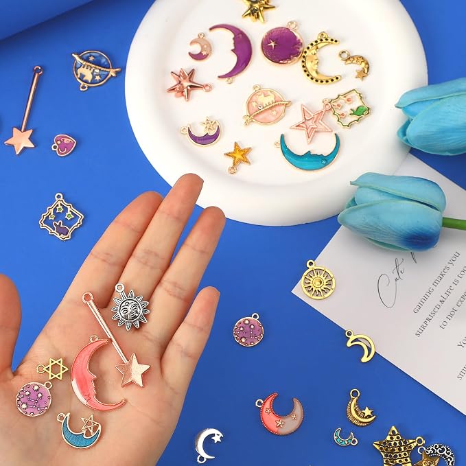 MARFOREVER 120 Pcs Mixed Sun Star Moon Charms - Image 2