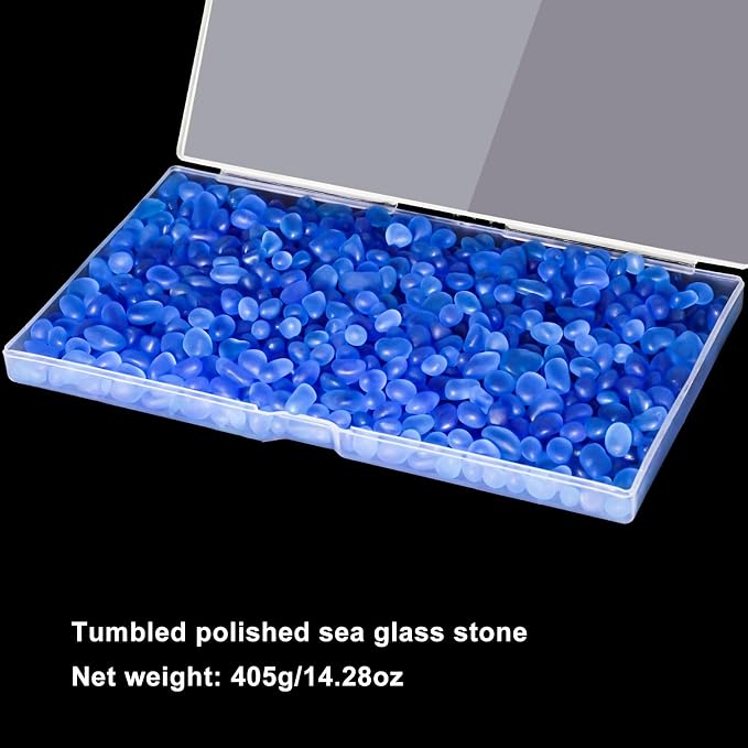 QEQEKAKA Sea Glass Stones for Crafts About 1LB Blue Glass Pebbles Gemstones - Image 3
