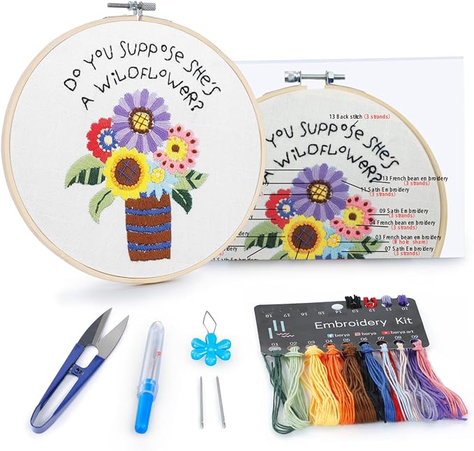 BERYA Flowers Embroidery Kit Including Video Step by Step Instructions by BERYA