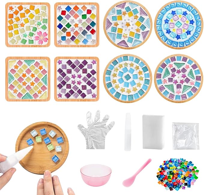 Adboros 8 Sets DIY Glass Mosaic Tiles by Adboros