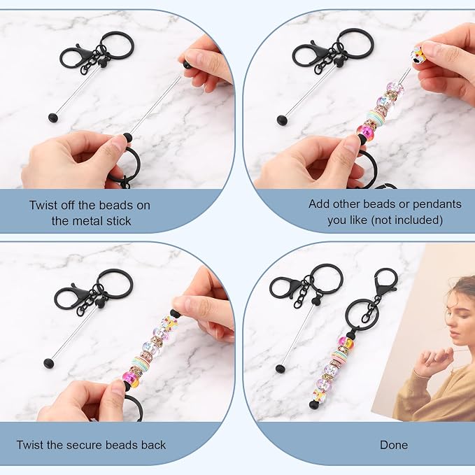 Tondiamo 24 Pcs Beadable Keychain Bars Bulk Beads - Image 4