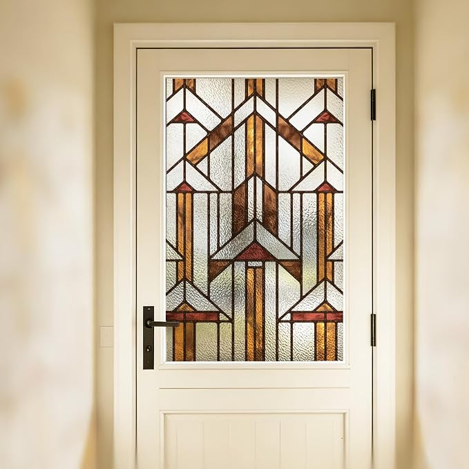 Faux Stained Glass Window Film, Decorative Window Privacy Film by Flortlias