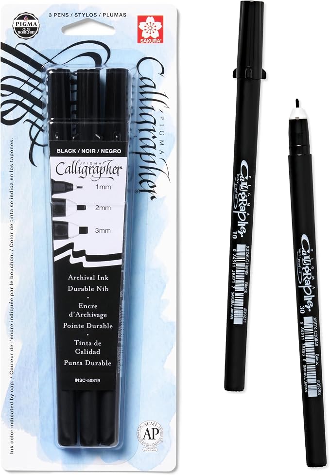 SAKURA 50319 3-Piece Pigma Blister Card Calligrapher Pen Set by SAKURAOFAMERICA