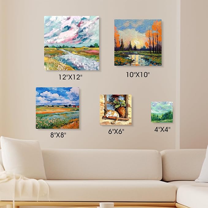 FUMILE Stretched Canvas for Painting Multi 5 Pack Square Canvas 4x4, Cotton - Image 7