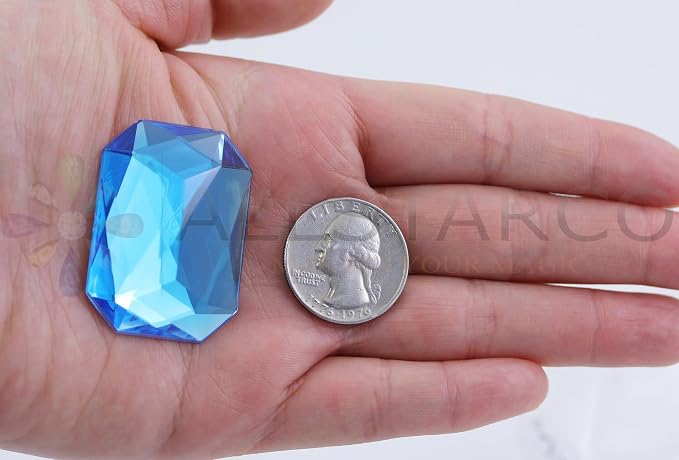 Allstarco 40x30mm Blue Aqua A21 Large Flat Back Octagon Acrylic Rhinestones - Image 2