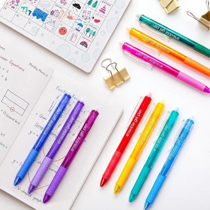 Lineon Erasable Gel Pens, 15 Colors Retractable Fine Point Erasable Pens Clicker - Image 8