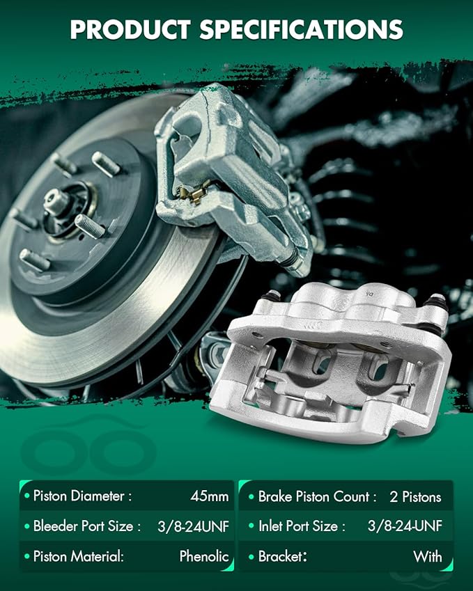 SCITOO 18B4748 Rear Right Disc Brake Caliper w/Bracket Fit For Ford For E-150 2007,For Ford For E-350 Econoline Club Wagon 1999-2002,For Ford For E-350 Super Duty 1999-2007, Double Pistons