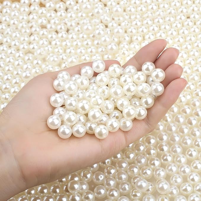 DUQGUHO 10mm Pearl Beads for Crafting White Beads Bulk for Jewelry Making Fake by DUQGUHO