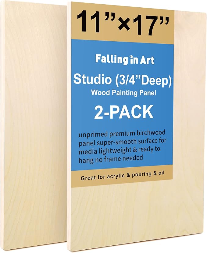 Falling in Art 2 Pack 11x17 Unfinished Birch Wood Panels Kit by FallinginArt