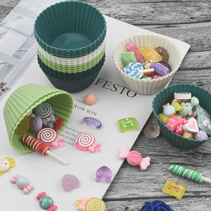 24 Pack Silicone Baking Cups Reusable Muffin Liners Non-Stick Cup Cake Molds - Image 7