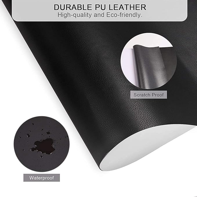 Self-Adhesive Leather Repair Patch Kit for Furniture, Sofa, Couch, Car Seats, 3.9X78.7 Inch Waterproof PU Vinyl Repair Tape, Strong Adhesive (Black)