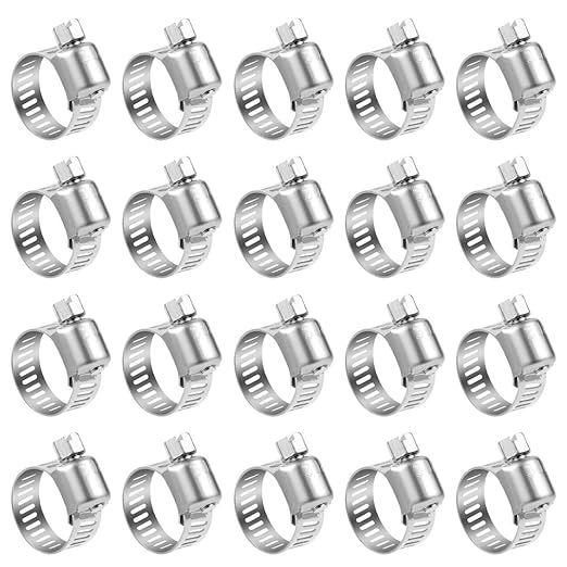 LOKMAN 20 Pack Stainless Steel Hose Clamp Adjustable 3/8'' - 5/8'' (10-16mm) Worm Gear Hose Clamp, Metal Fuel Line Pipe Clamp for Plumbing, Automotive And Mechanical Application
