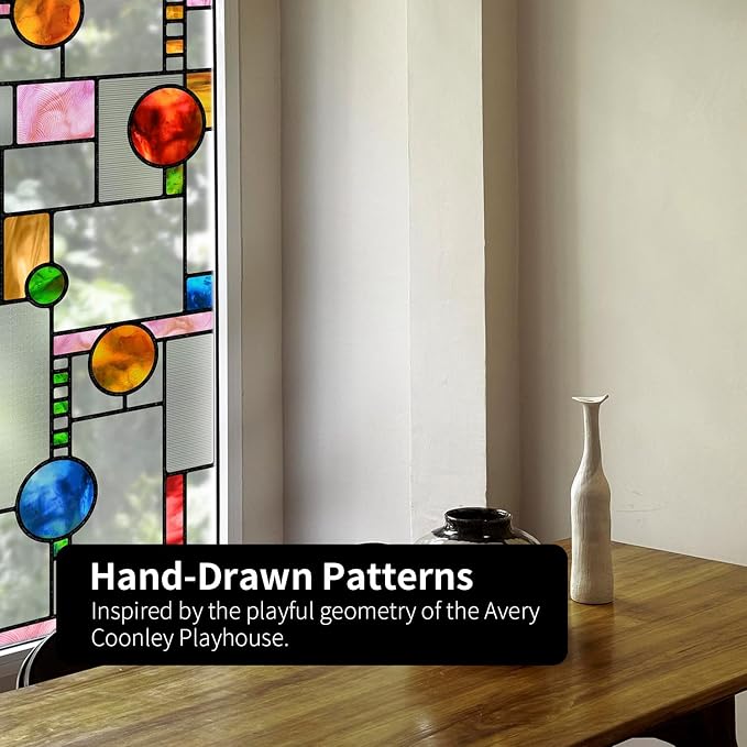 Original Hand Drawn Faux Stained Glass Window Film, Double-Sided Texture Static - Image 6